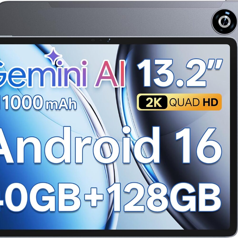 SVITOO 13 Inch Android 16 Tablet with WiFi, 2K Display, 40GB RAM, 128GB Storage Expandable, Octa-Core Processor, Bluetooth, USB-C Fast Charging, Protective Case,Space Gray
