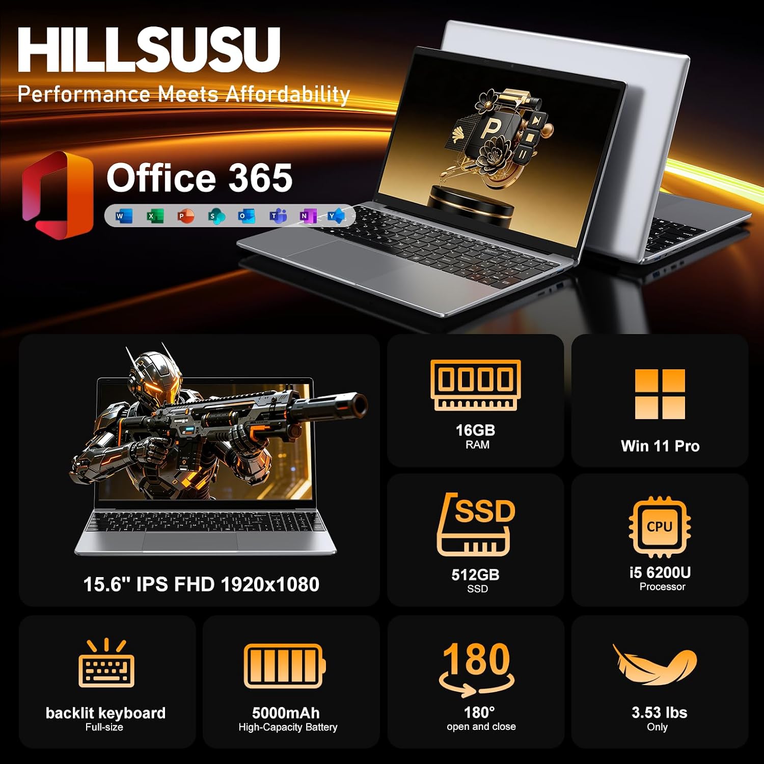 2026 Premium 15.6" FHD Business Laptop Computer, 16GB RAM 512GB SSD, Core i5(up to 2.8Ghz), Windows 11 Pro, Backlit Keyboard, Numeric Keypad, Slim Student Notebook PC - Image 2