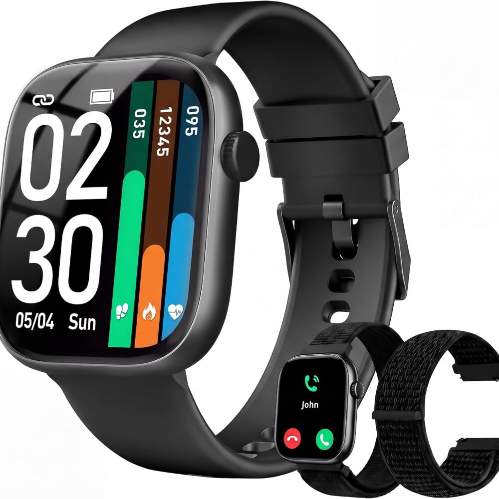 Smart Watch for Men Women, 1.83" HD Touchscreen Fitness Tracker, Smartwatch with Bluetooth Calling, 130+ Sports Modes, Heart Rate Sleep Step Monitor, IP68 Waterproof, Compatible with iOS & Android