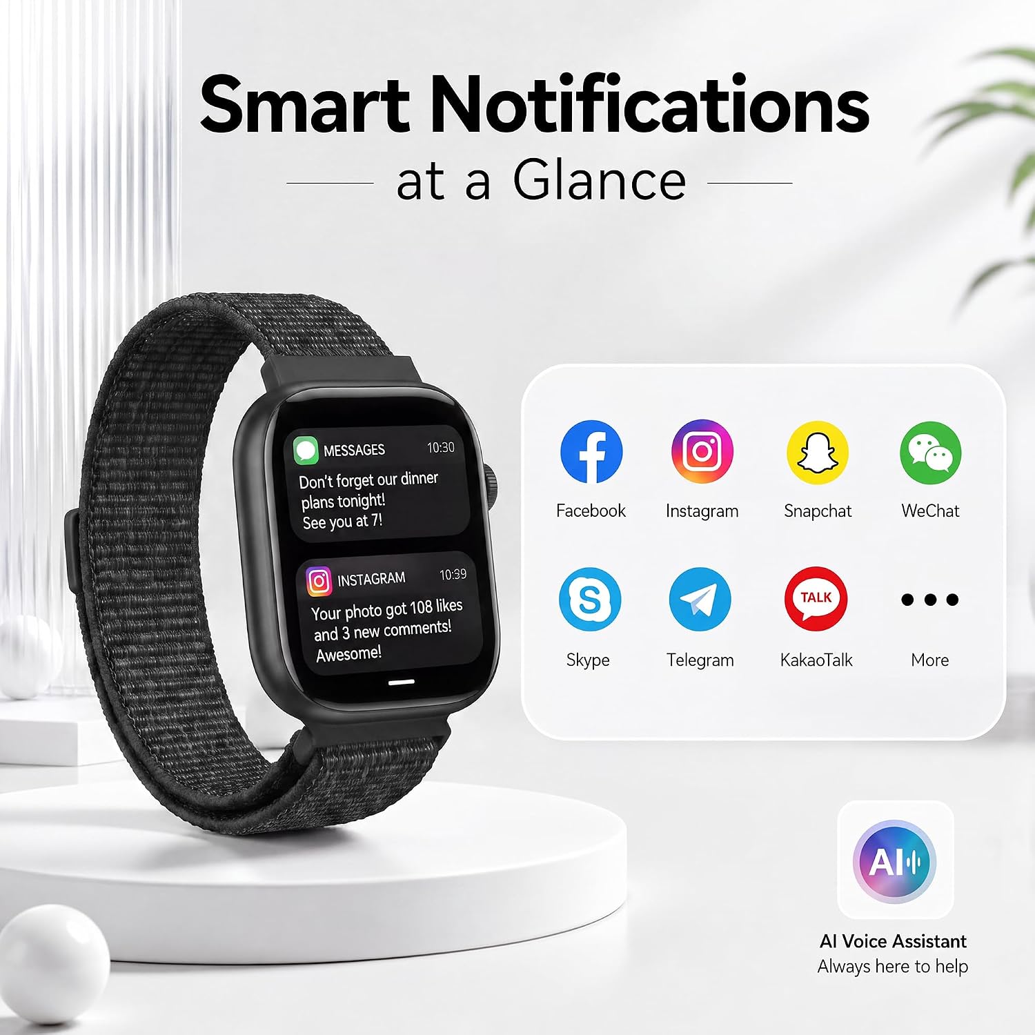 Smart Watch for Women Men, Answer/Make Call, 1.83"HD Touchscreen, 2 Bands | IP67 Waterproof Fitness Tracker, Heart Rate/Sleep Monitor, DIY Dial, Multi-Sport Modes Pedometer, Smartwatch for iOS/Android - Image 5