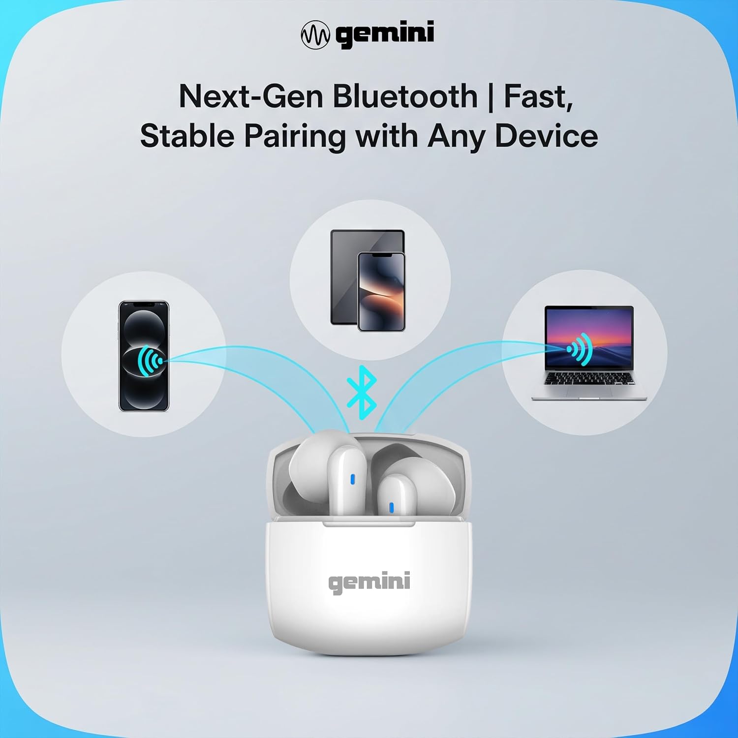 Gemini True Wireless Earbuds, 13mm Drivers, Touch Control (GEBX-100) | True wireless earbuds, dual 13mm drivers - up to 4 hr + USB-C case - tap control - hands-free calls - Image 4